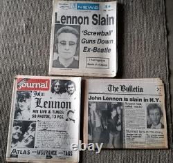 John Lennon shot Beatles (3) newspapers on the death of a beloved figure