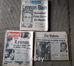 John Lennon shot Beatles (3) newspapers on the death of a beloved figure