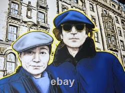 KEVIN STARK L. E. LITHOGRAPH OF THE BEATLES JOHN LENNON & YOKO ONO wDakota Build