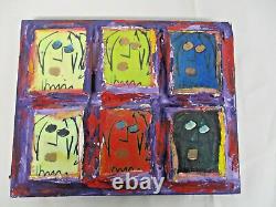 LORD TIM HUDSON WOOD ON CANVAS PAINTING w 6 FACES JOHN LENNON BEATLES