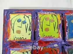 LORD TIM HUDSON WOOD ON CANVAS PAINTING w 6 FACES JOHN LENNON BEATLES