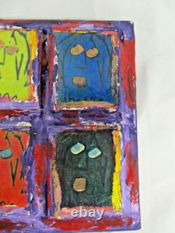 LORD TIM HUDSON WOOD ON CANVAS PAINTING w 6 FACES JOHN LENNON BEATLES