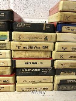 Lot Of 60 8 Track Tape Cartridges Rock Seger Styx Eagles Beatles Lennon Clapton
