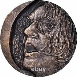 M010 Rare Great Britain 1985 Beatles John Lennon Cast Bronze Medal PCGS MS65