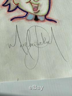 Michael Jackson RARE Drawing of John Lennon (Beatles) Autographed by MJ