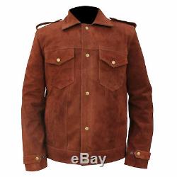 New Beatles John Lennon Rubber Soul Men Brown Suede Leather Jacket Old Vintage
