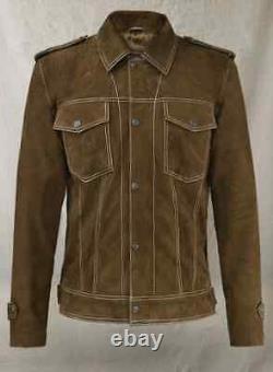New Celebrity John Lennon Rubber Soul (the Beatles) Men's Suede Leather Jacket