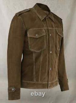 New Celebrity John Lennon Rubber Soul (the Beatles) Men's Suede Leather Jacket