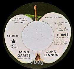 Nm Beatles John Lennon 1973 P-1868'mind Games' Promo 45 Pro-6768'not For Sale