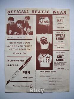 Official Beatles Advertising Flyer? Shirts Hats No Shrink Card Wrapper Pin