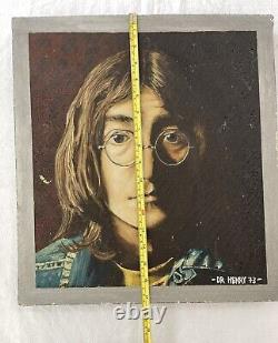 Original 1973 Oil Painting On Canvas of Beatles John Lennon Signed by DR Henry