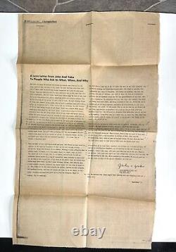 Original 1979 John Lennon Yoko Ono A Love Letter Ad Los Angeles Times BEATLES