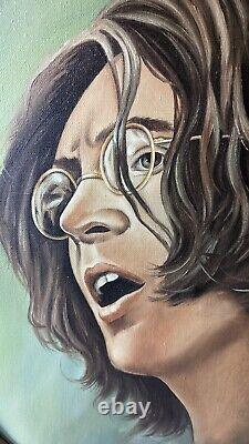 Original 1984 framed oil painting of Beatles John Lennon signed by artist