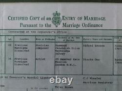 Original Certified Copy Of The Marriage Of John Winston Lennon And Yoko Ono Cox
