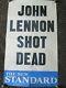 Original John Lennon Shot Dead New Standard UK Poster Beatles 9 Dec 1980 40 Yrs