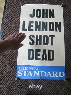 Original John Lennon Shot Dead New Standard UK Poster Beatles 9 Dec 1980 40 Yrs