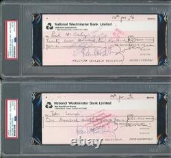 PAUL McCARTNEY JOHN LENNON BEATLES 1976 DUAL SIGNED BANK CHECKS PSA/DNA AUTOS