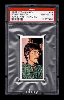 PSA 8 JOHN LENNON The BEATLES 1969 Lyons Maid Card #24 Hand Cut
