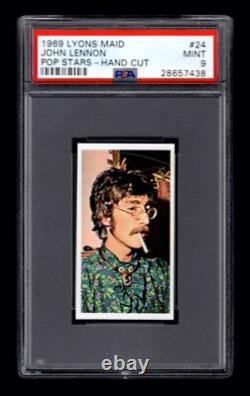 PSA 9 JOHN LENNON The BEATLES 1969 Lyons Maid Card #24 Hand Cut HIGHEST EVER 1/1