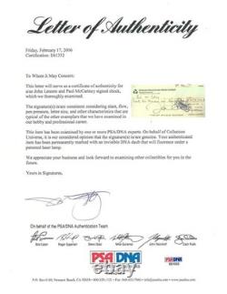 Paul McCartney John Lennon Beatles Dual Signed Check Encap PSA/DNA #81631795