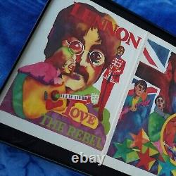 RARE Beatles Sergeant Pepper's John Lennon Imagine 70s Vintage Watercolor Trippy