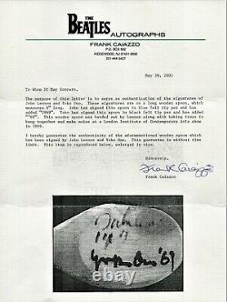 RARE John Lennon Yoko Ono Sept. 1969 Signed TIN PAN and WOODEN SPOON Beatles