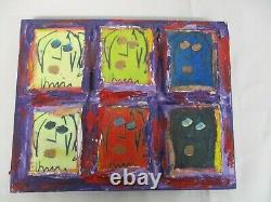 RARE LORD TIM HUDSON JOHN LENNON BEATLES WOOD ON CANVAS PAINTING w 6 FACES