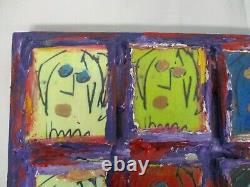 RARE LORD TIM HUDSON JOHN LENNON BEATLES WOOD ON CANVAS PAINTING w 6 FACES