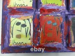 RARE LORD TIM HUDSON JOHN LENNON BEATLES WOOD ON CANVAS PAINTING w 6 FACES