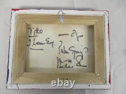 RARE LORD TIM HUDSON JOHN LENNON BEATLES WOOD ON CANVAS PAINTING w 6 FACES