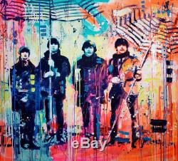 RARE ORIGINAL MARTA ZAWADZKA The Beatles With Umbrellas john lennon PAINTING