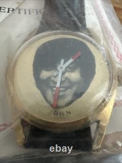 Rare John Lennon Beatles ASA Watch 1970's Alligator Calf Leather Band New Sealed