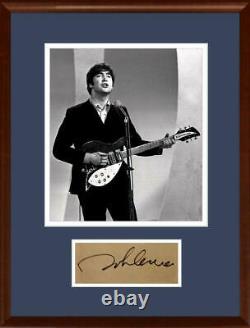 Rare John Lennon Signed Autograph Display, Beatles. Caiazzo LOA & PSA