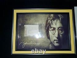 Rare John Lennon Signed Autograph Display, Beatles JSA Authenticated
