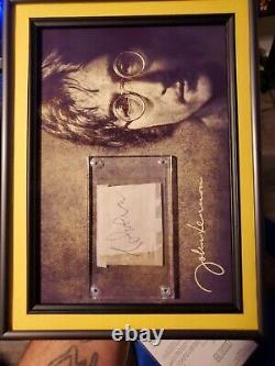 Rare John Lennon Signed Autograph Display, Beatles JSA Authenticated