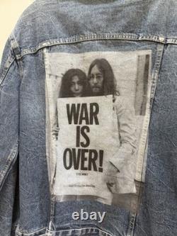 Rare John Lennon Yoko Ono Black code Denim jacket Vintage Size L The Beatles