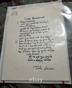 Rare Silk Screen John Lennon's Handwritten Lyrics Dear Prudence Beatles 1000