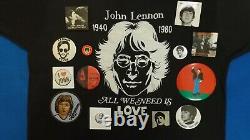Rare Vintage The Beatles John Lennon Memorial Tee Shirt And Pinback Collection