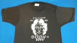 Rare Vintage The Beatles John Lennon Memorial Tee Shirt And Pinback Collection