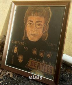 Rare Vintage Tribute To John Lennon Painting At His Death Outsider Art Beatles