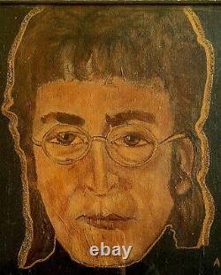 Rare Vintage Tribute To John Lennon Painting At His Death Outsider Art Beatles
