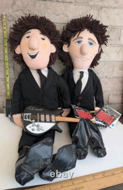 Ringo Starr and John Lennon Two Beatles Plush Dolls 1987 withInstruments & Tags