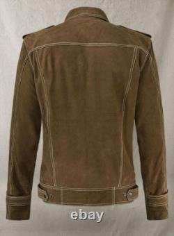 Rubber Soul Beatles John Lennon Brown Suede Leather Jacket for Men and Women