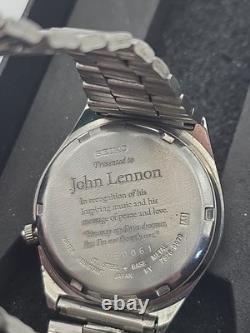 Seiko 5 automatic watch John Lennon Beatles Commemorative Engraved case back