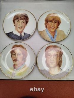 Set of 4 Danbury Mint 2002 Beatles' John' Plates by Cynthia Lennon Gold Rims