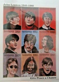 Six New John Lennon Stamp Sheets International Collectors Society Beatles withCOA