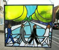 Stained Glass The Beatles Abbey Road John Lennon Handmade Window Hanging Panel