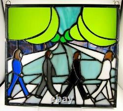 Stained Glass The Beatles Abbey Road John Lennon Handmade Window Hanging Panel