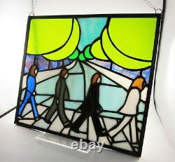 Stained Glass The Beatles Abbey Road John Lennon Handmade Window Hanging Panel