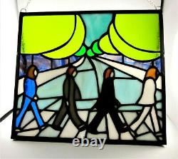 Stained Glass The Beatles Abbey Road John Lennon Handmade Window Hanging Panel